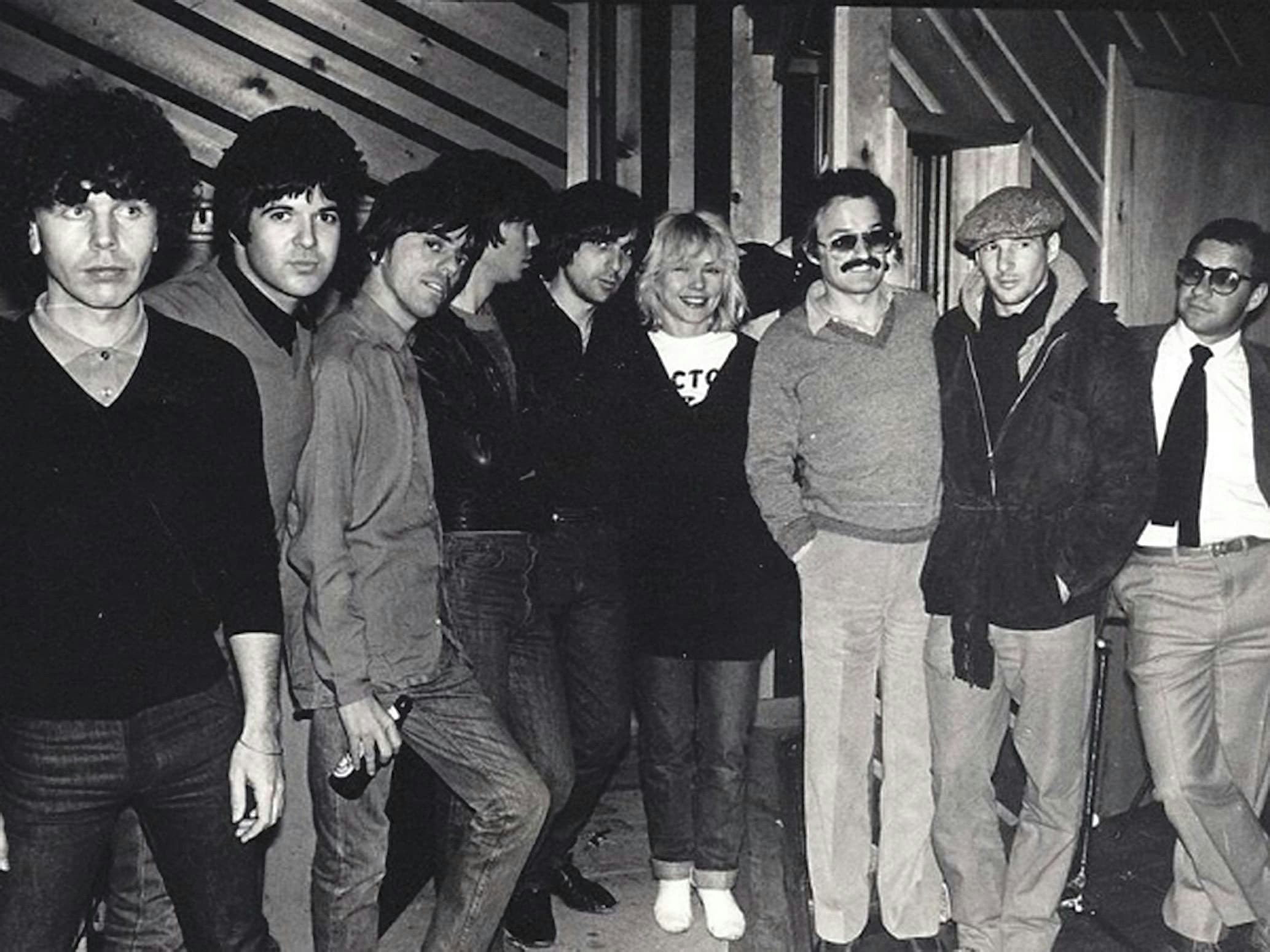 The members of Blondie pose with Giorgio Moroder, Richard Gere, and American Gigolo director Paul Schrader in 1980. Photo by Dennis McGuire, courtesy of Chris Stein.